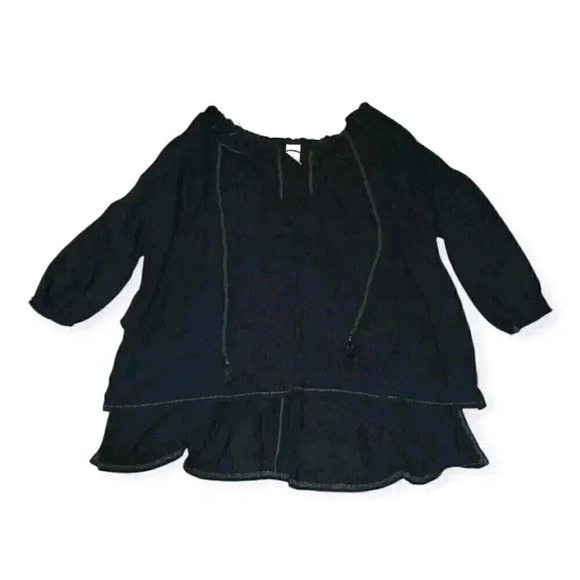 We The Free Tops - We The Free Women's Oversized Tunic Top 3/4 Sleeve Tassel Blouse Black Size S